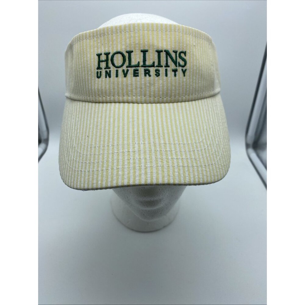 Hollins University Yellow White Striped Visor Hook & Loop